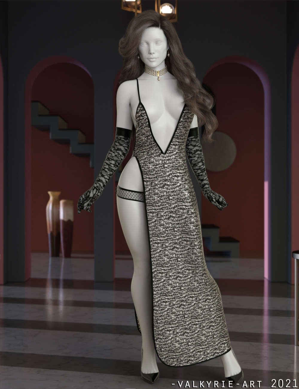 Instyle Dforce Catalina Long Slit Dress For Genesis Females Daz D