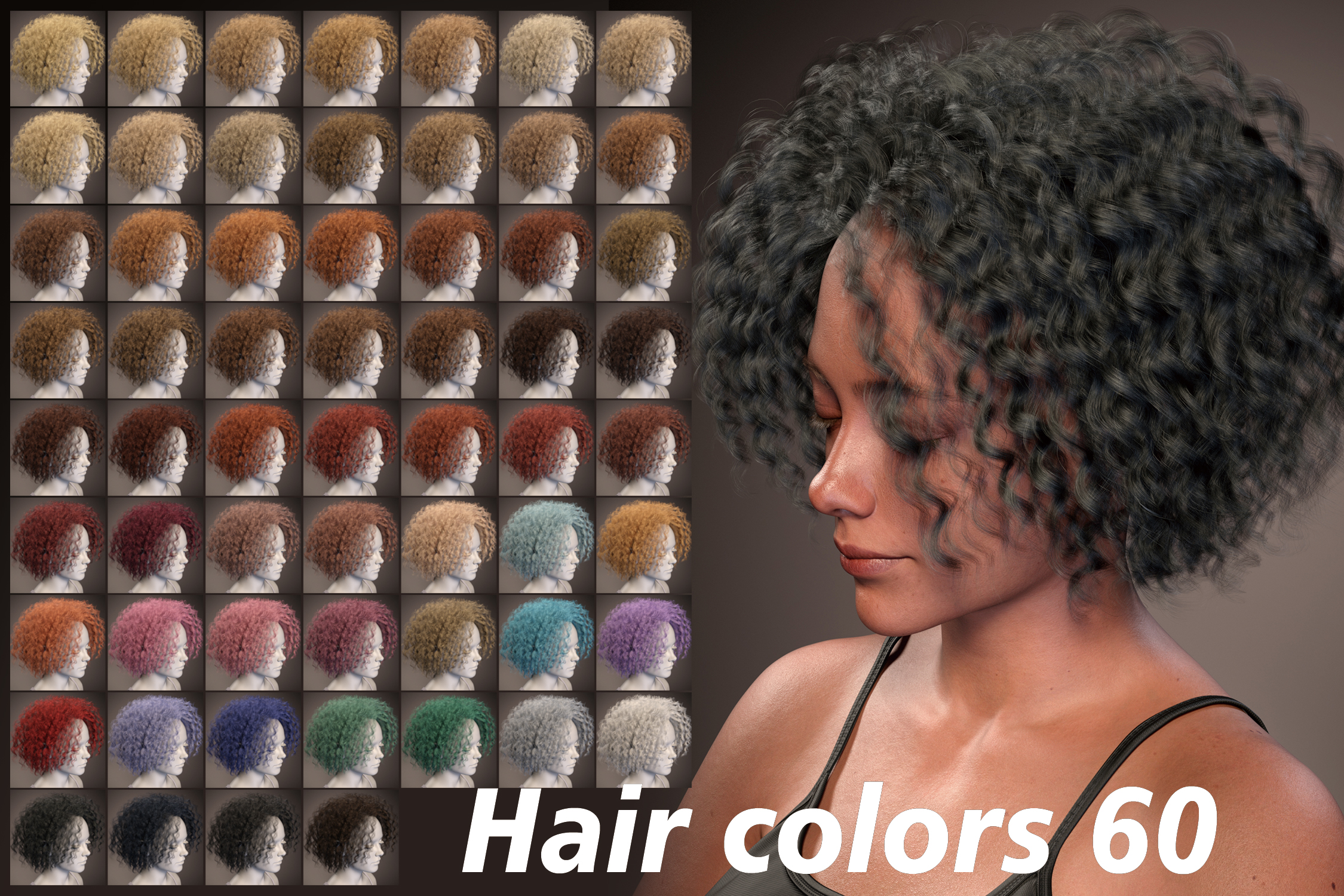 FE Personalized Afro Curls Hair For Genesis 9 Daz 3D