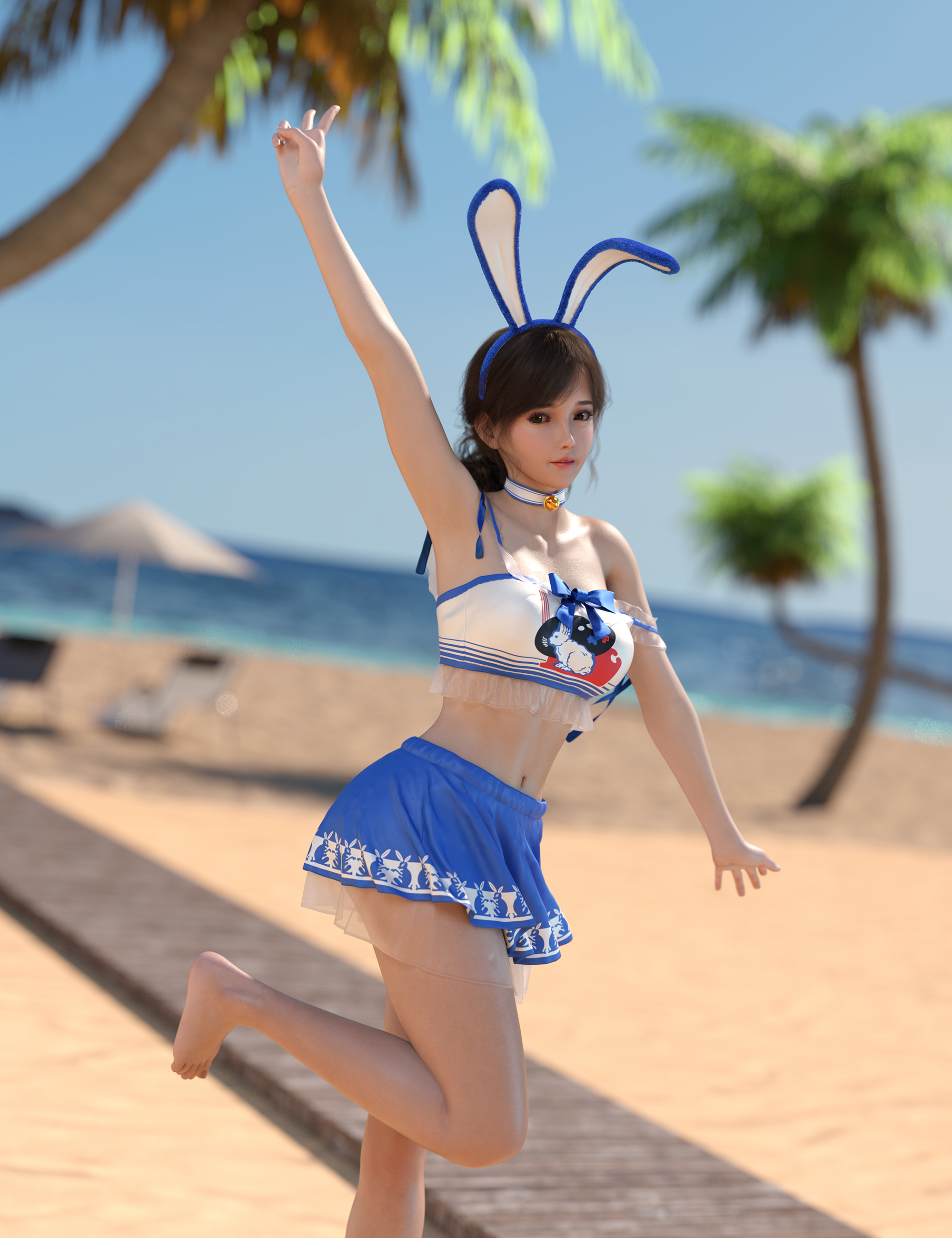 DForce MKTG White Rabbit Swimsuit For Genesis 9 8 1 And 8 Female Daz 3D