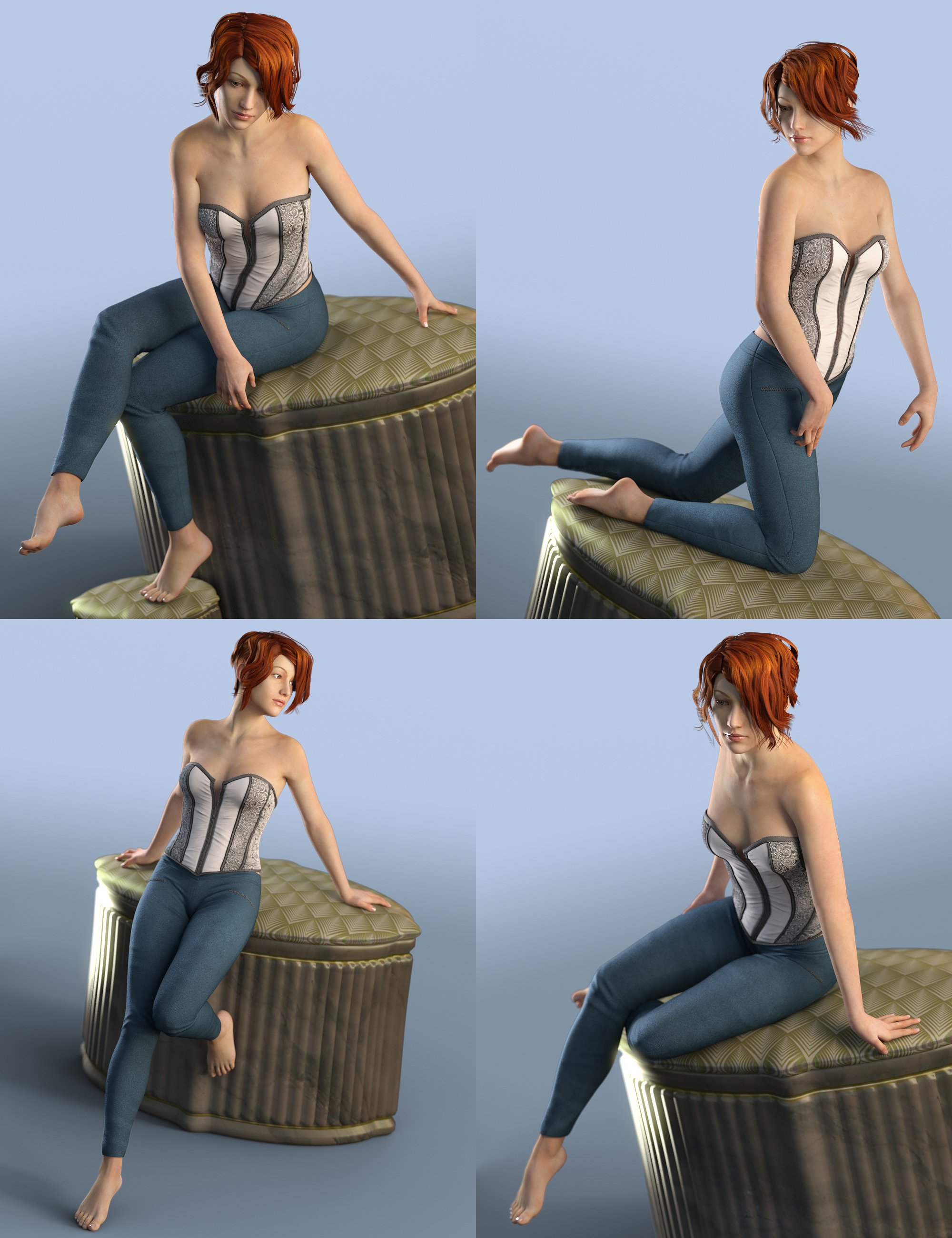 Classic Pin Up Sitting Poses For Genesis Female S Daz D