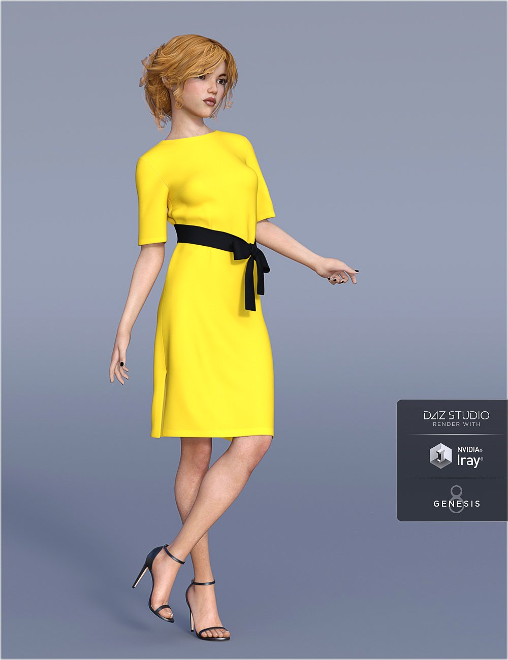 Dforce H C Belted Dress Outfit For Genesis Female S Daz D