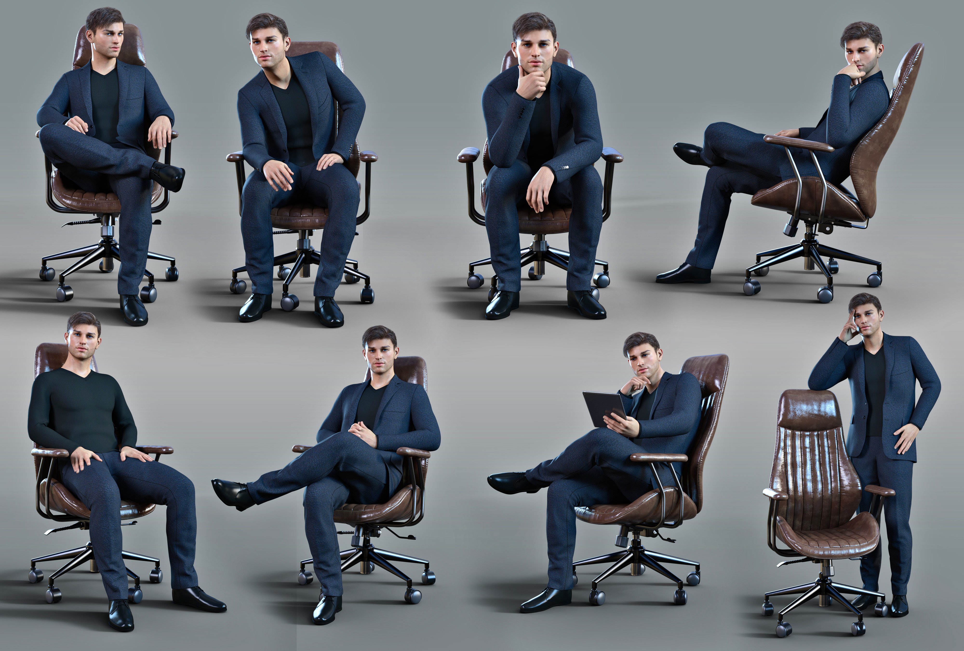 Z Luxury Morphing Office Chair And Poses For Genesis 8 And 8 1 Daz 3D