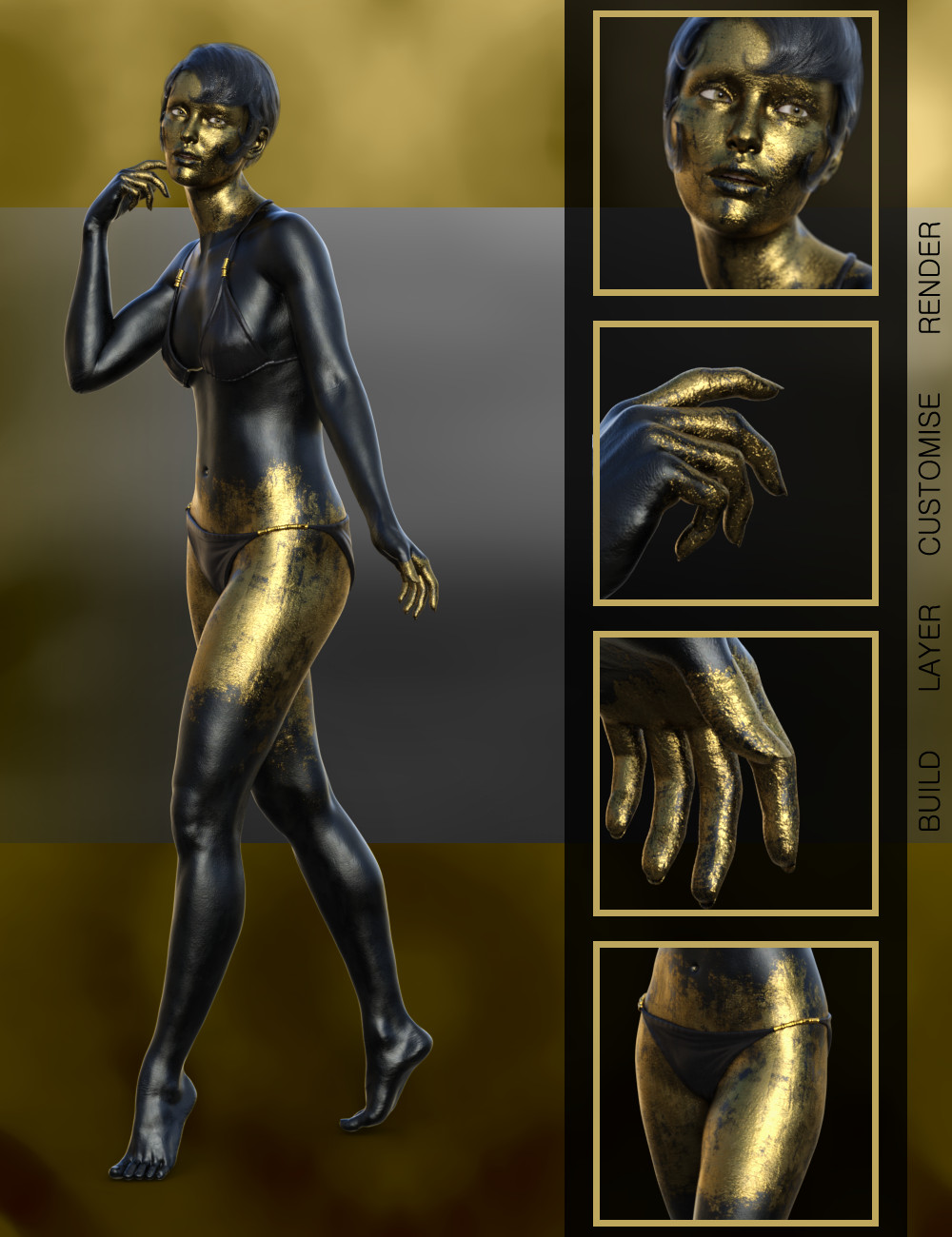 Full Body Gold Leaf Builder Genesis Female Daz D