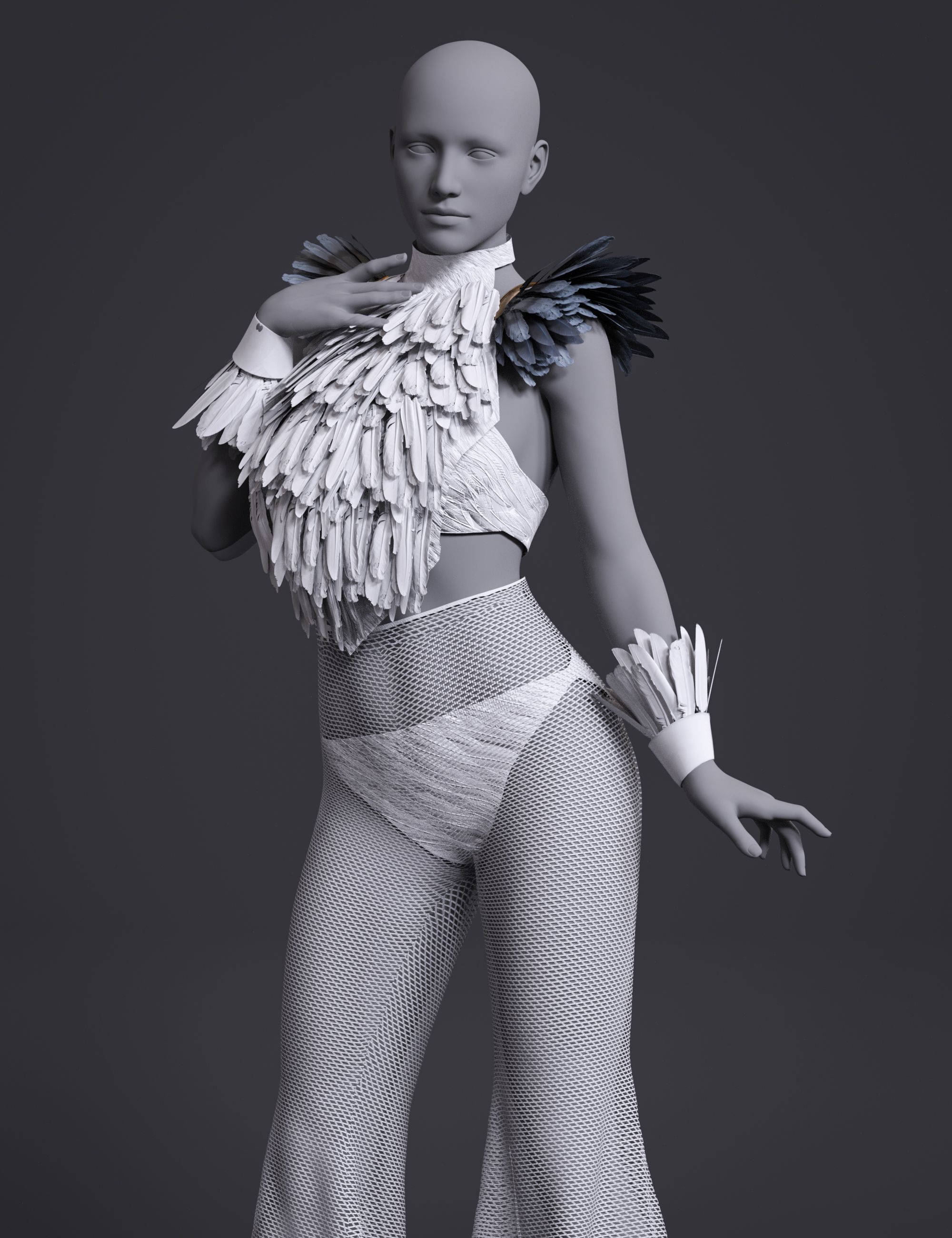 Ravyn Feathered Shoulders For Genesis And Females Daz D