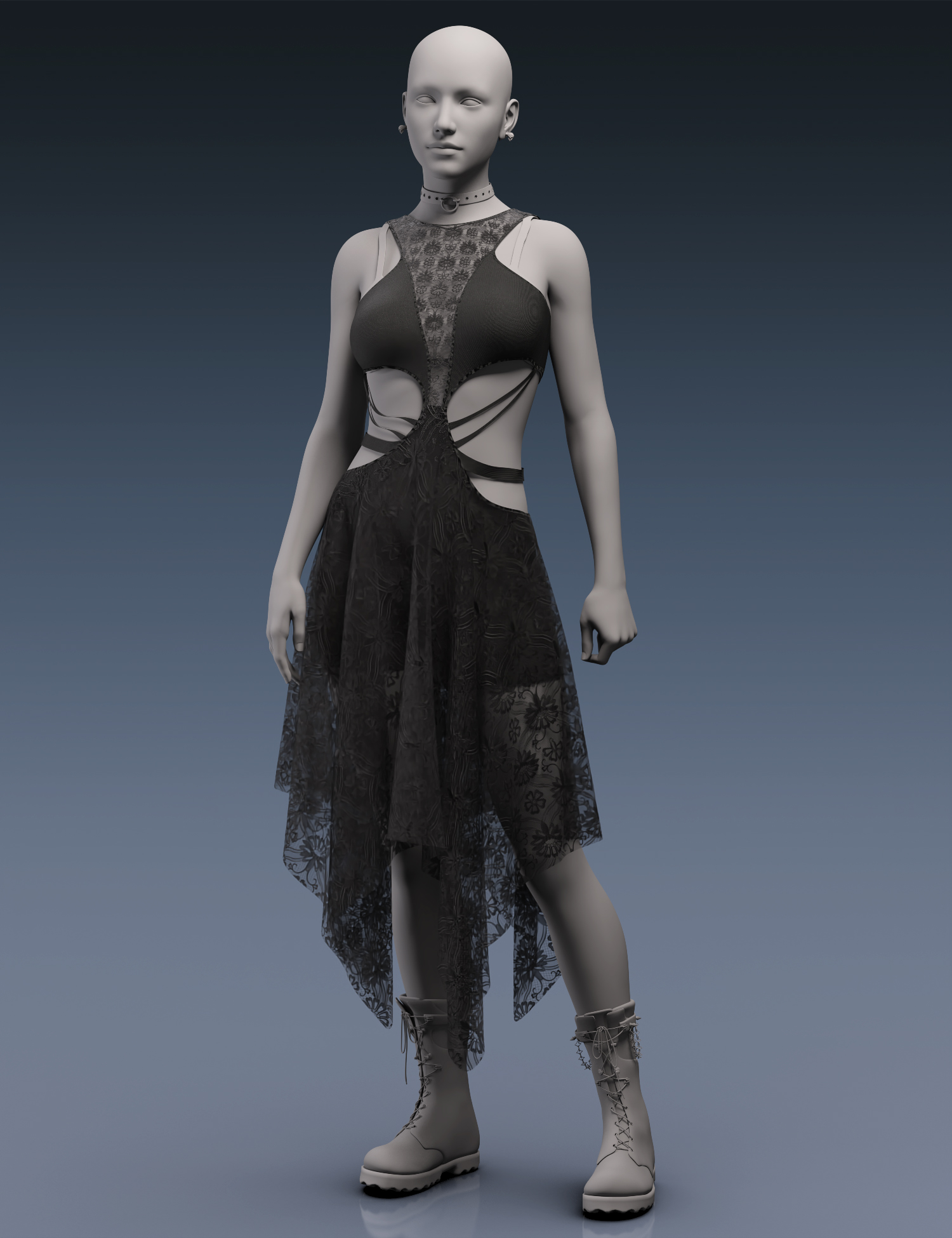 Kuj Goth Punk Outfit Dforce Dress For Genesis And Females Daz D