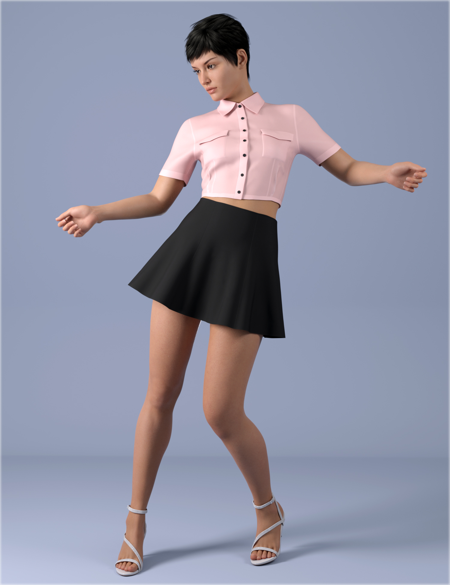 Dforce Hnc Cropped Shirt Outfits For Genesis Females Daz D