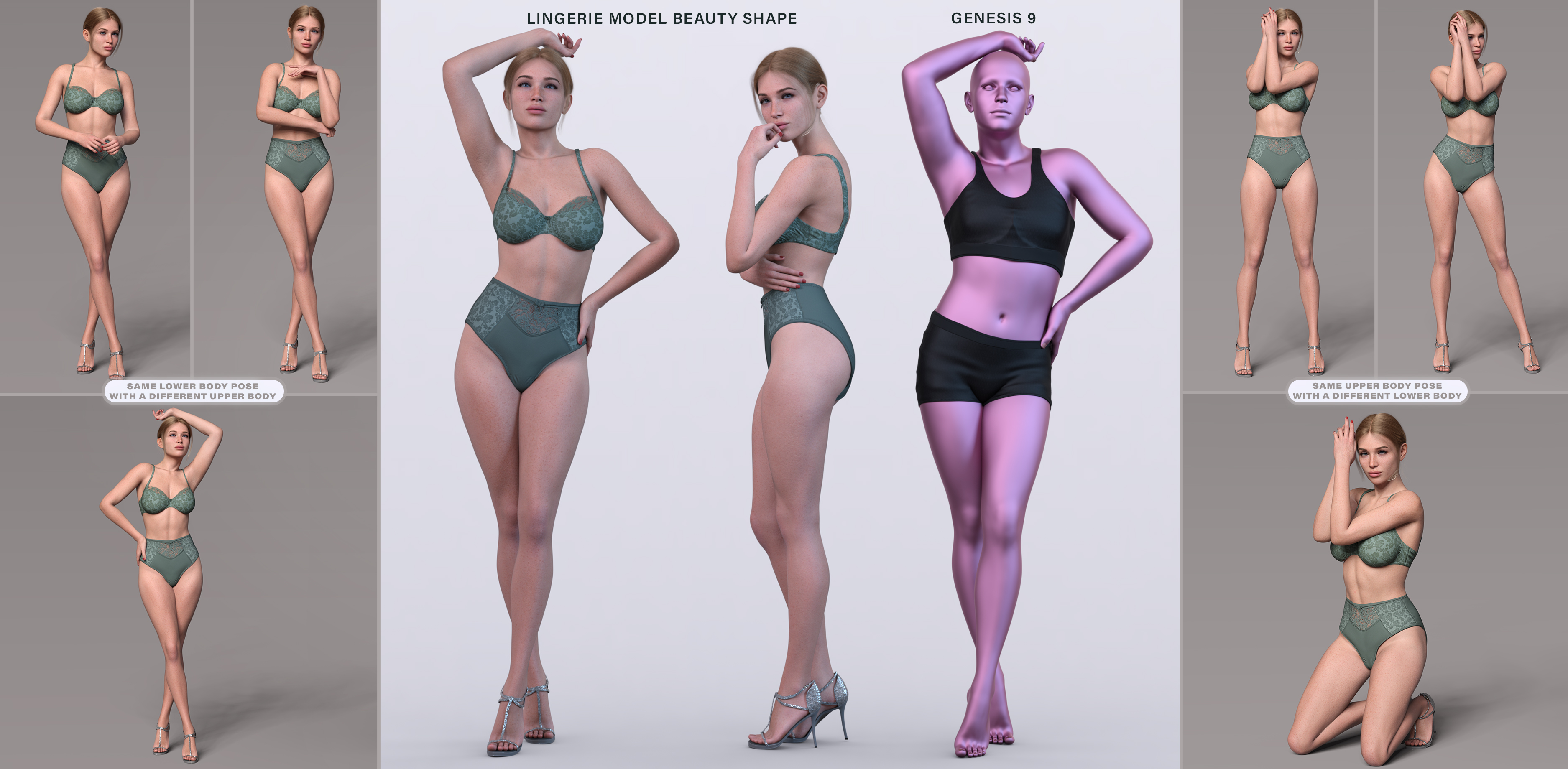 Z Lingerie Model Shape And Pose Mega Set For Genesis Daz D