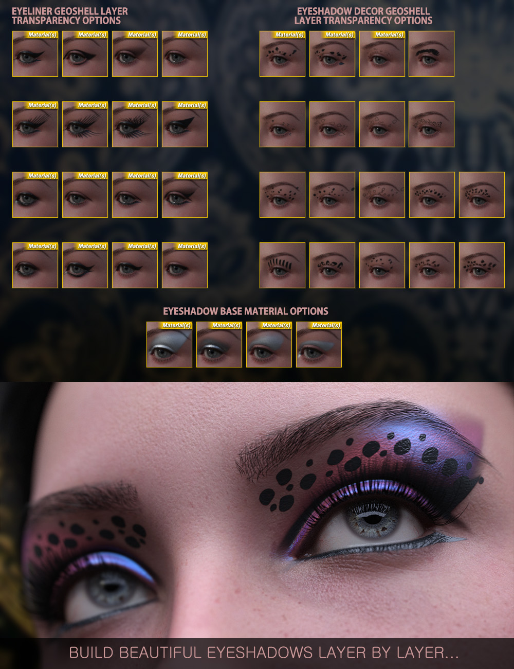 Nude Metallics Eyeshadow Builder Genesis 9 Merchant Resource Daz 3D