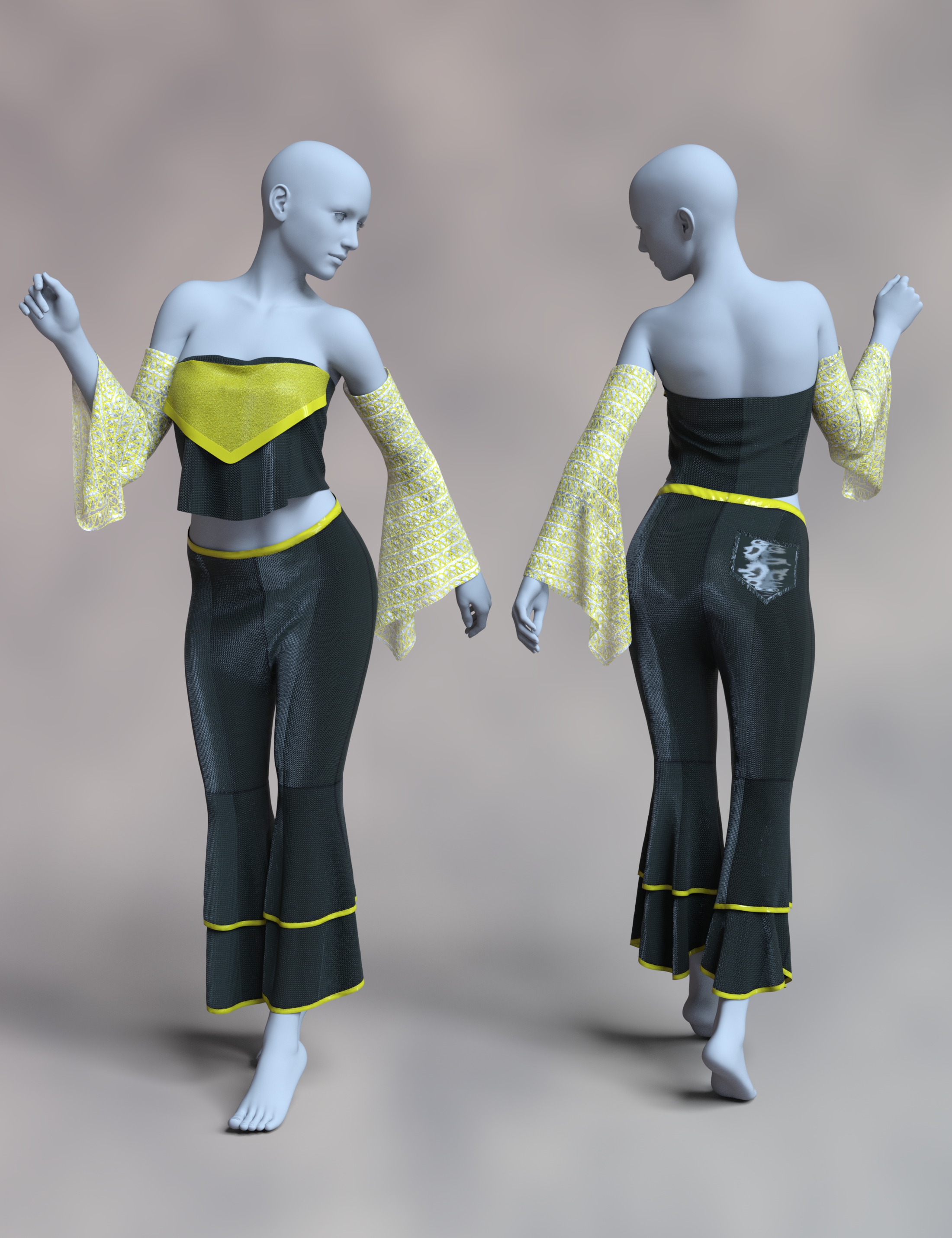 DForce Amelia Retro Outfit For Genesis 9 8 And 8 1 Female Daz 3D