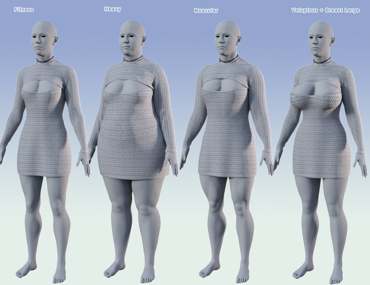 DForce Knit Dress For Genesis 9 Daz 3D