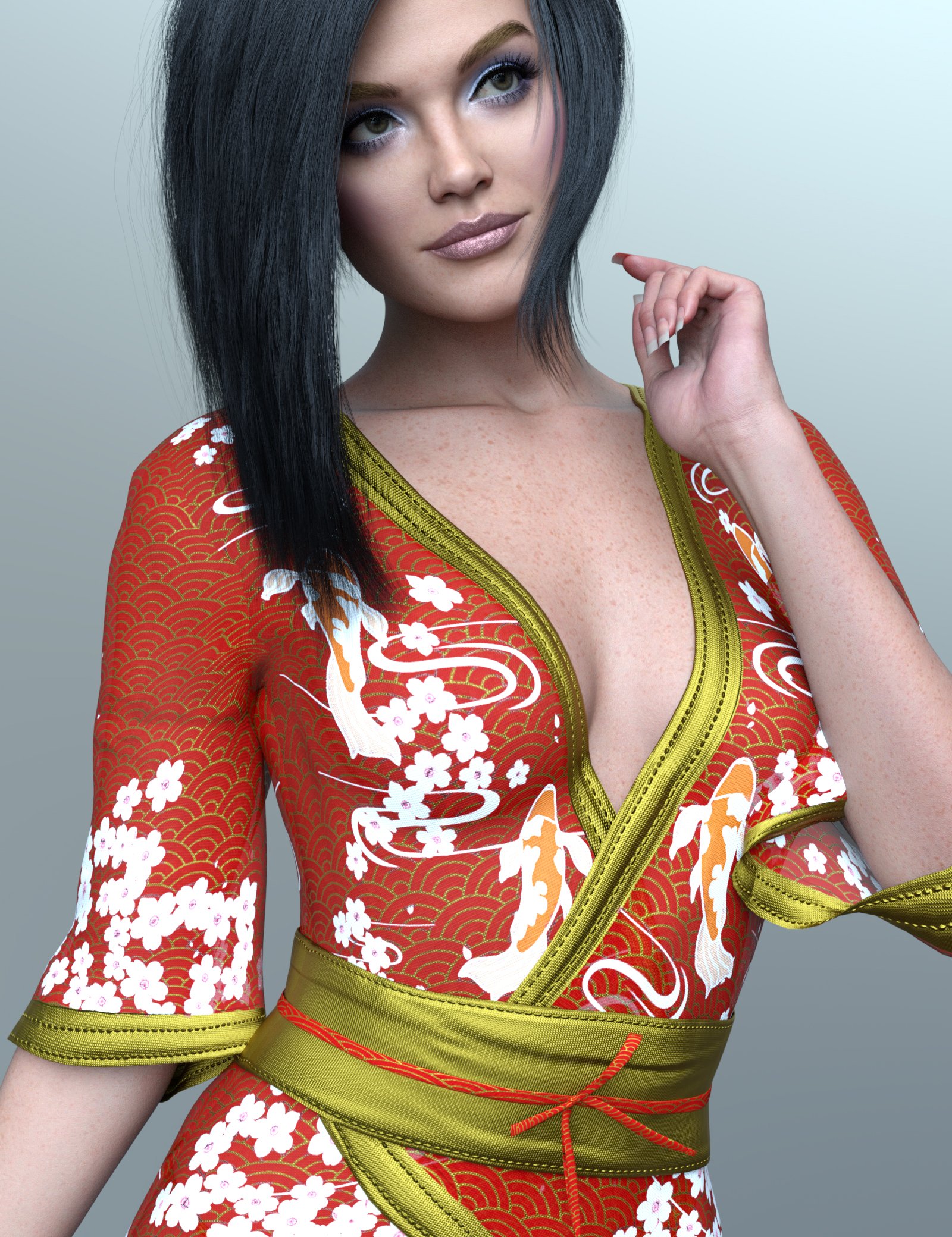 DForce Kimono Lingerie Top For Genesis 9 Daz 3D