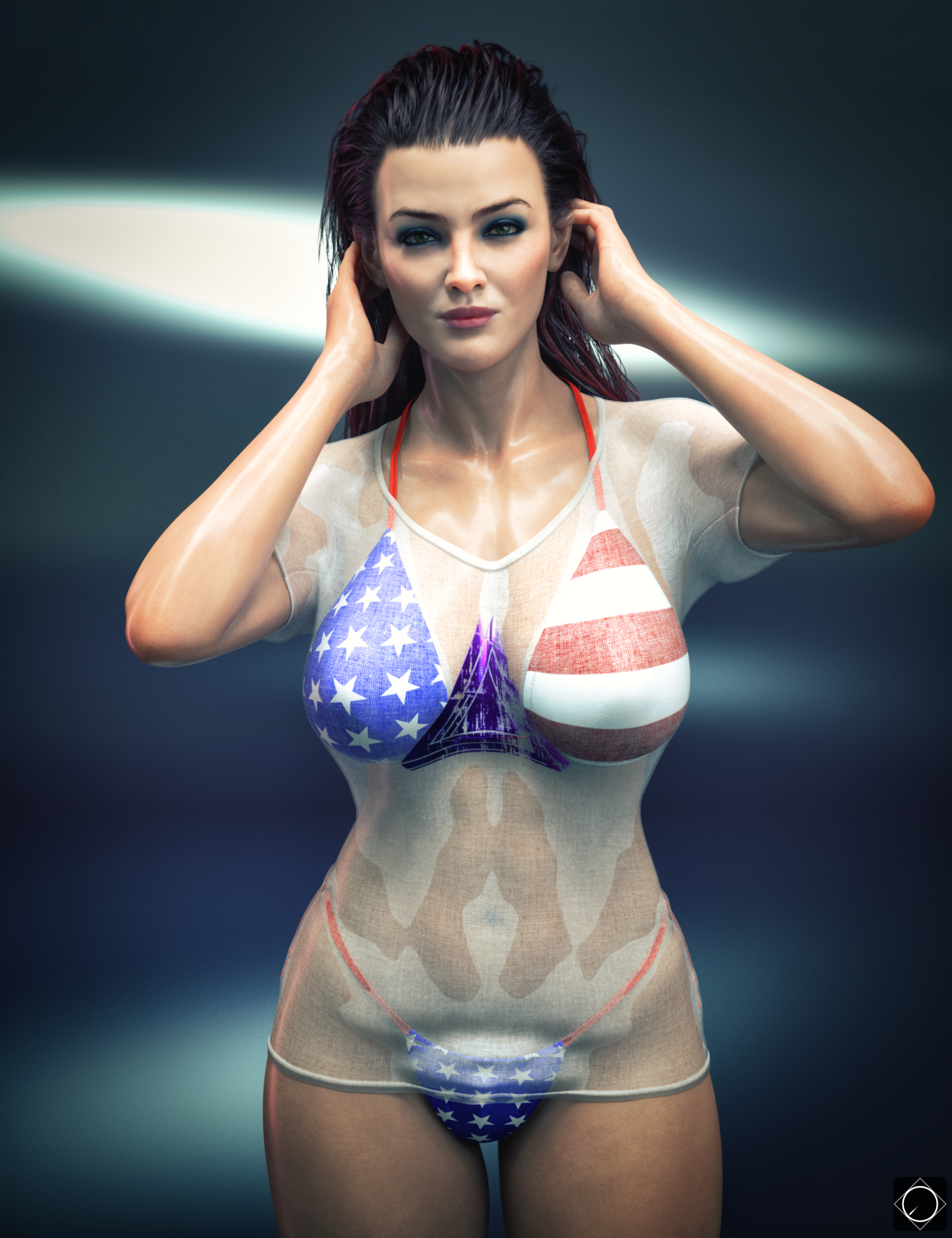 DForce Dynamic Wet Tshirt Bikini And Briefs For Genesis 9 Texture Add