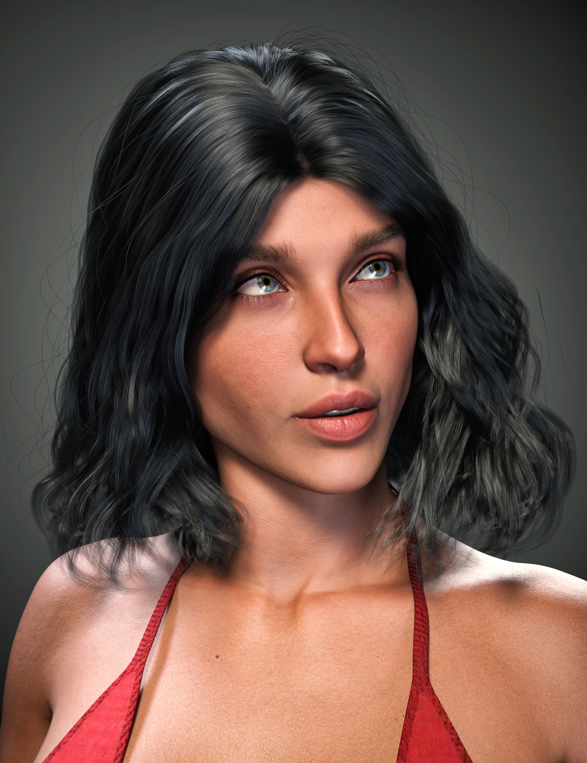 FE Mid Split Curl Hair For Genesis 9 Daz 3D