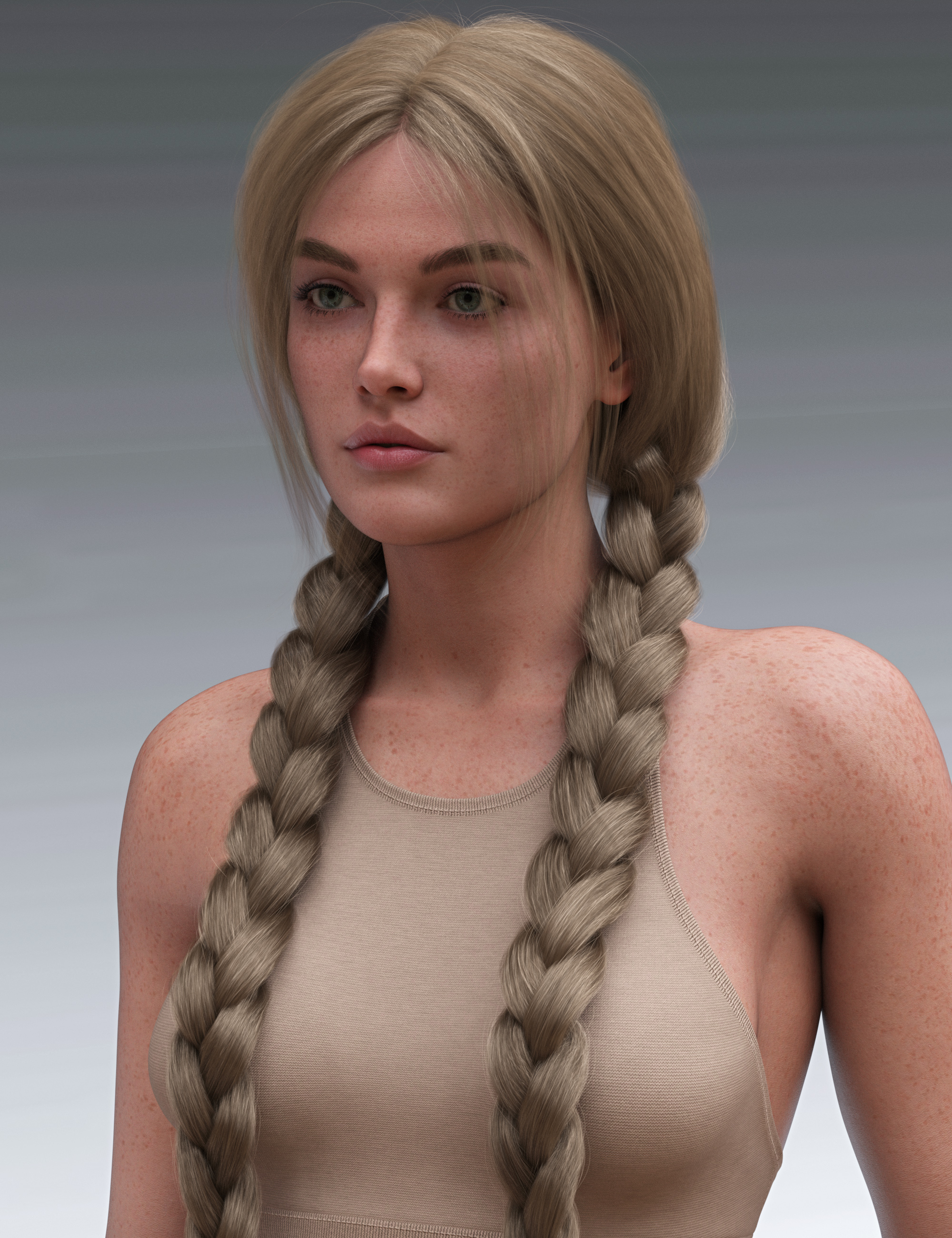 Long Braids Hair For Genesis 9 Daz 3D