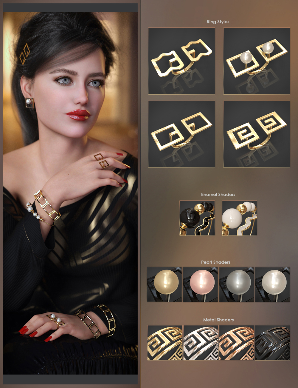 VRV Nadine Jewelry For Genesis 9 8 1 And 8 Females Daz 3D