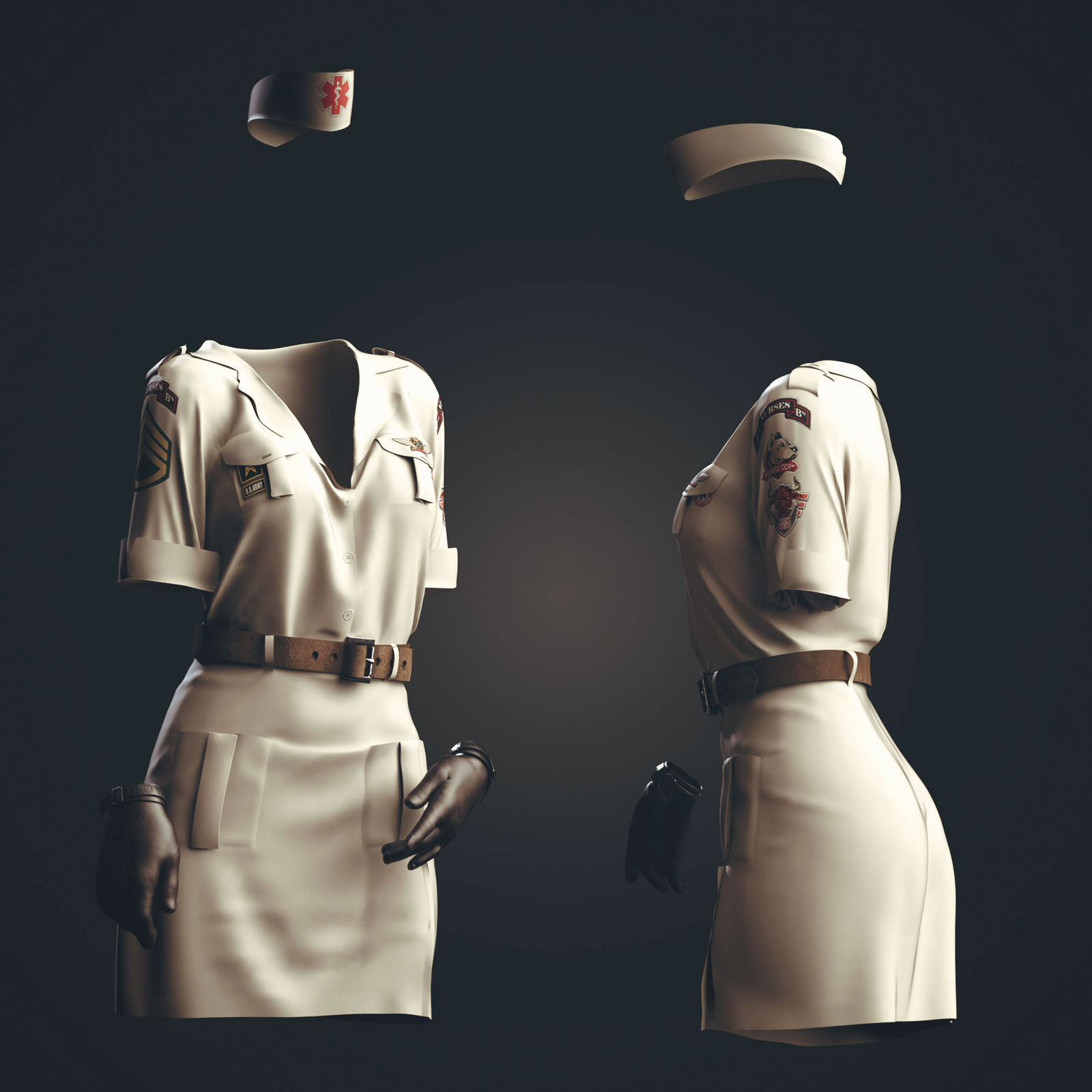 DForce Military Nurse Outfit Bundle For Genesis 9 8 8 1 Female Daz 3D