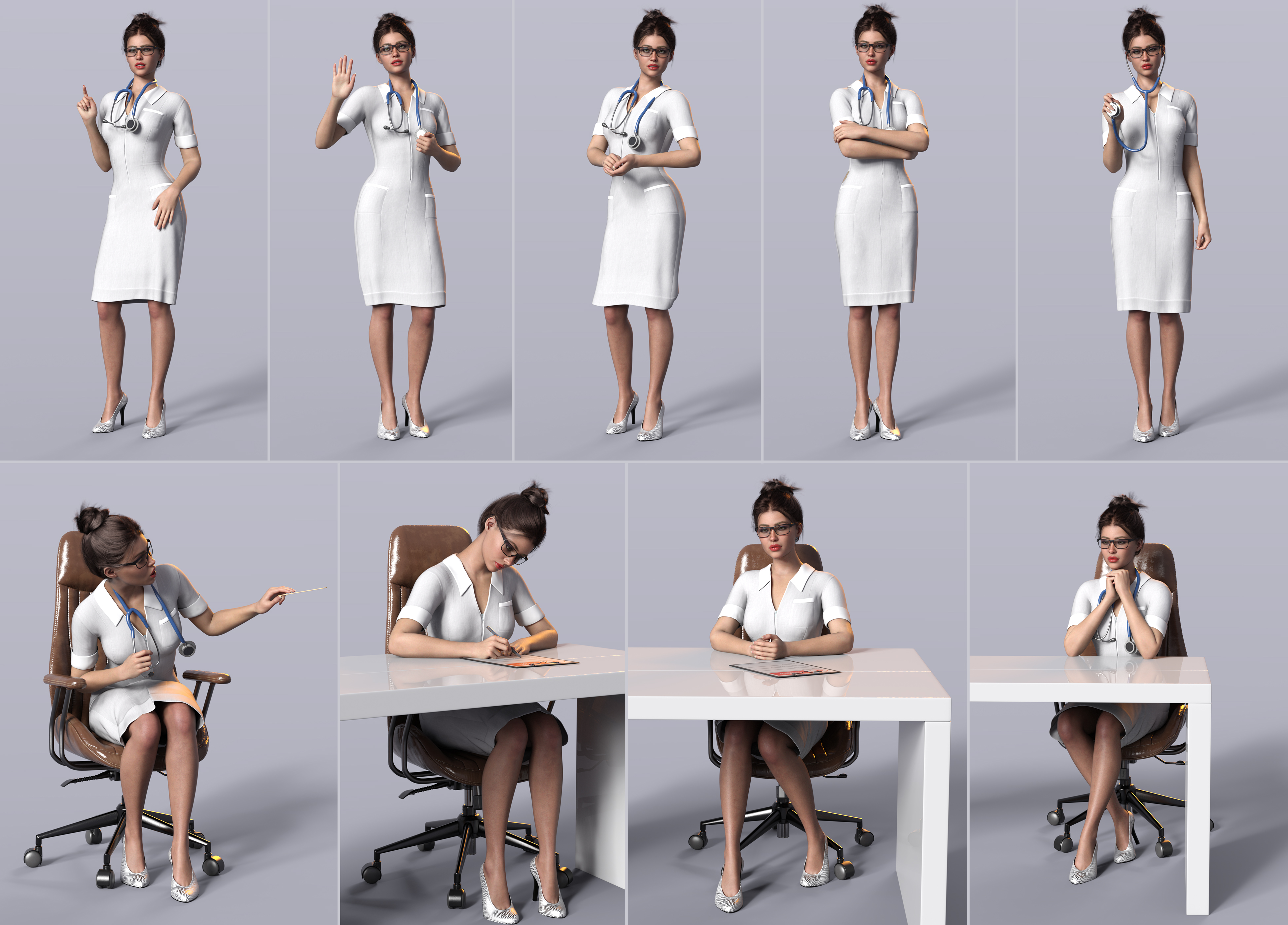 Z Professions Doctor Pose Mega Set For Genesis 9 And 8 Female Daz 3D