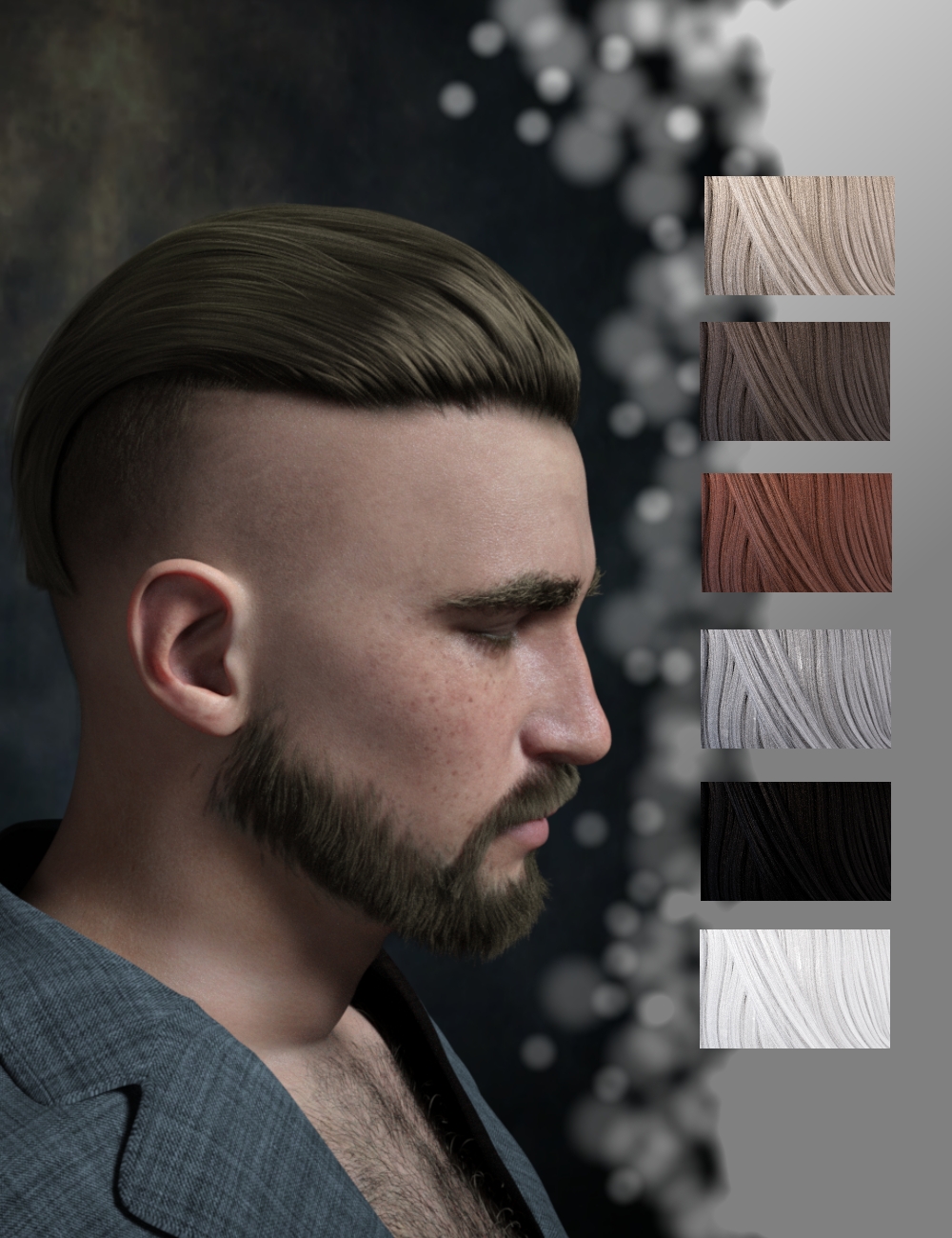 Antoine SlickFlipped Hair And Beard For Genesis 9 And 8 Male Daz 3D