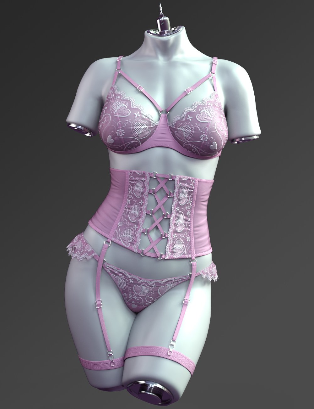 X Fashion Romantic Flower Lingerie Set For Genesis Daz D