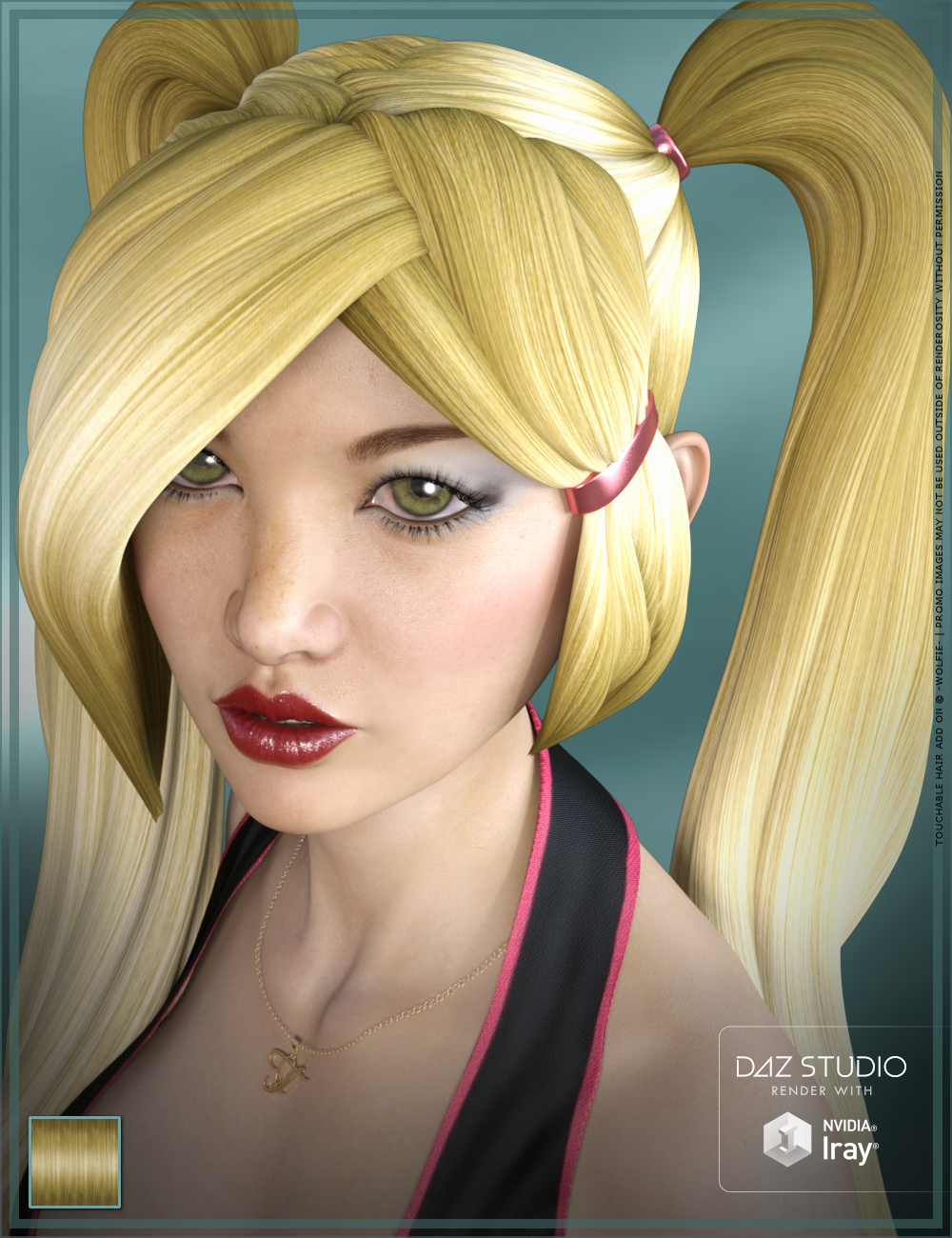 Touchable Long Pigtail Anime Daz 3D