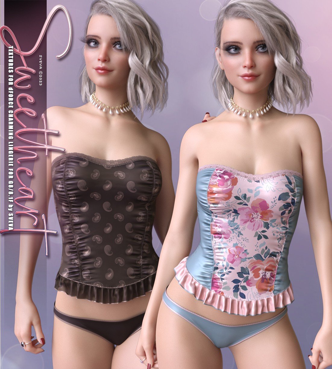 Sweetheart Textures For DForce Charming Lingerie II Daz 3D