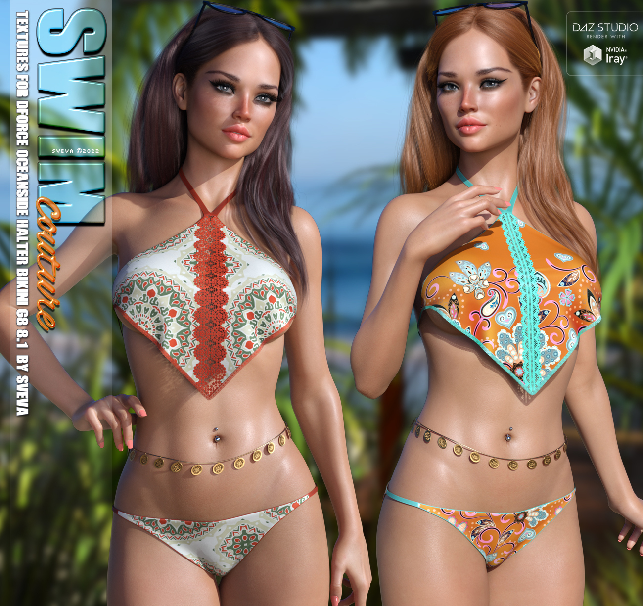 SWIM Couture Textures For DForce Oceanside Halter Bikini Daz 3D