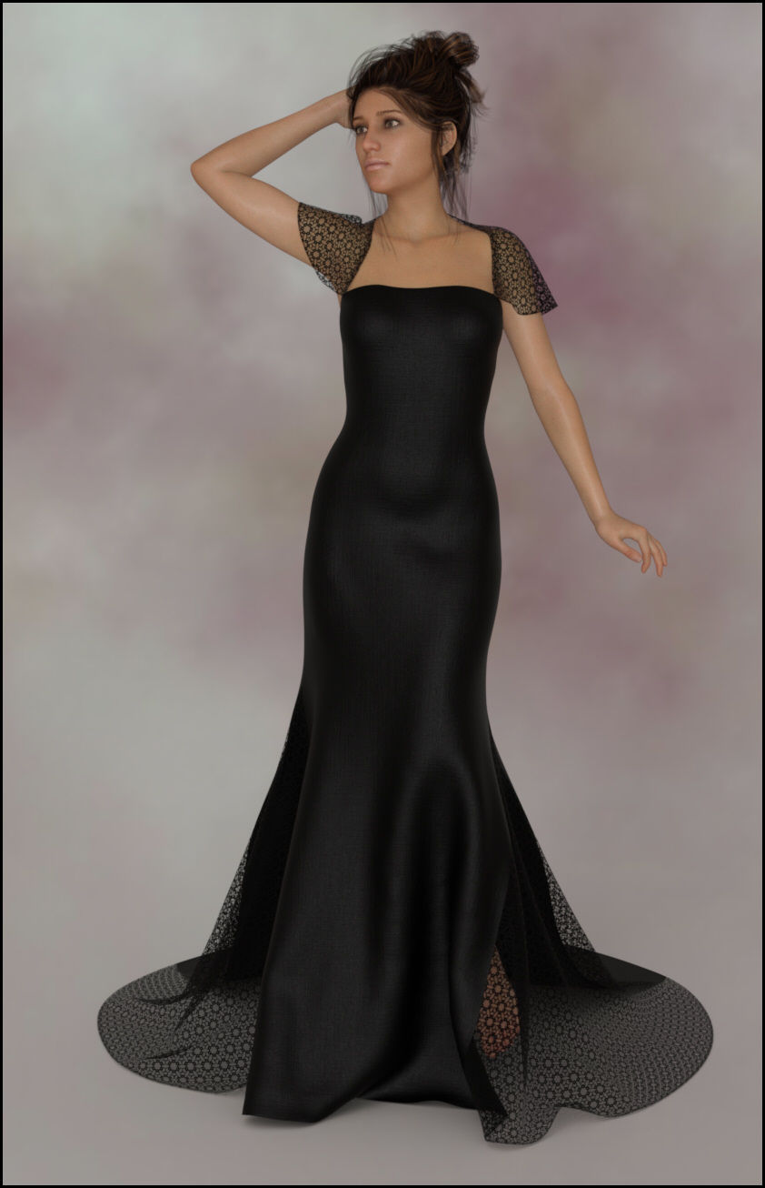 DForce Cape Dress For G8F Daz 3D