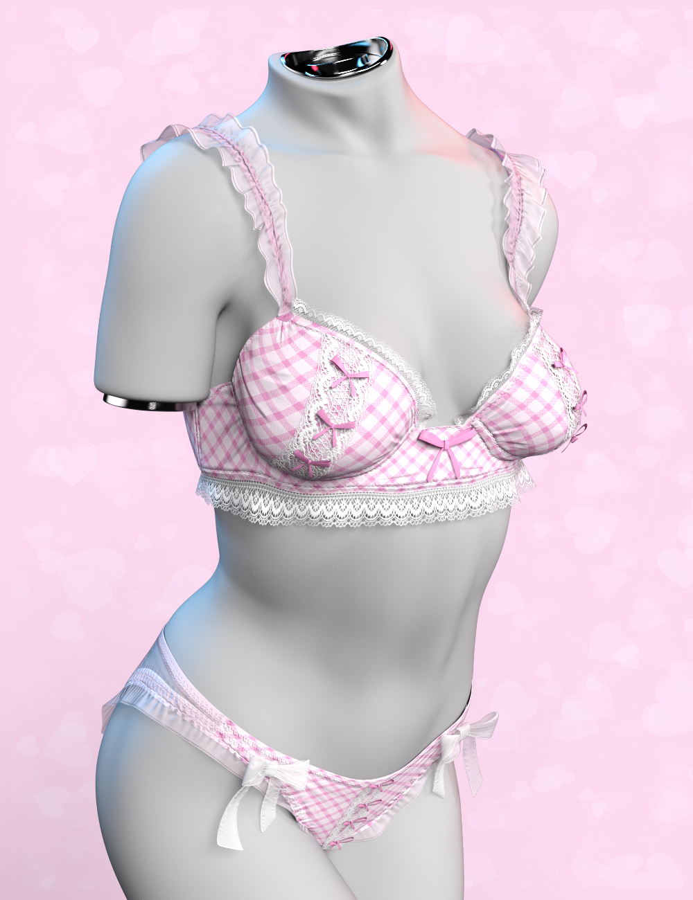 X Fashion Cute Bows Lingerie For Genesis Daz D