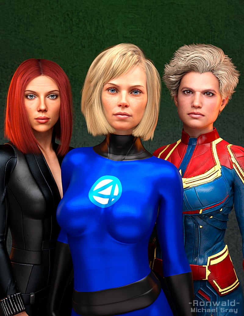 Black Widow, Invisible Woman, Captain Marvel