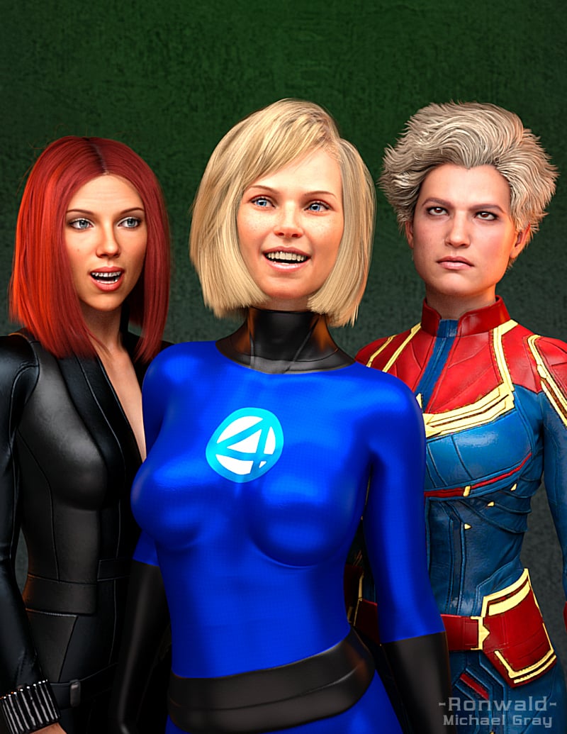 Black Widow, Invisible Woman, Captain Marvel - version two