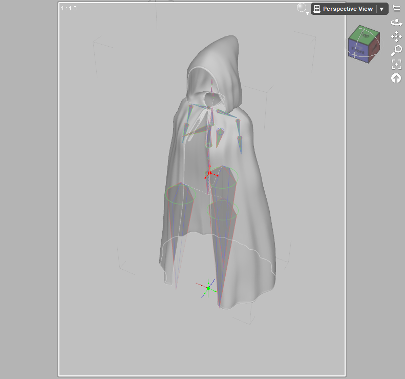 Medieval Cloak G3F Bones Angled Down Front View