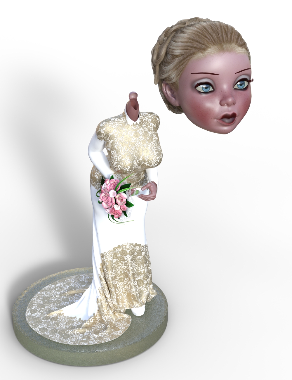 BobbleHead Bride showing both parts, by L'Adair