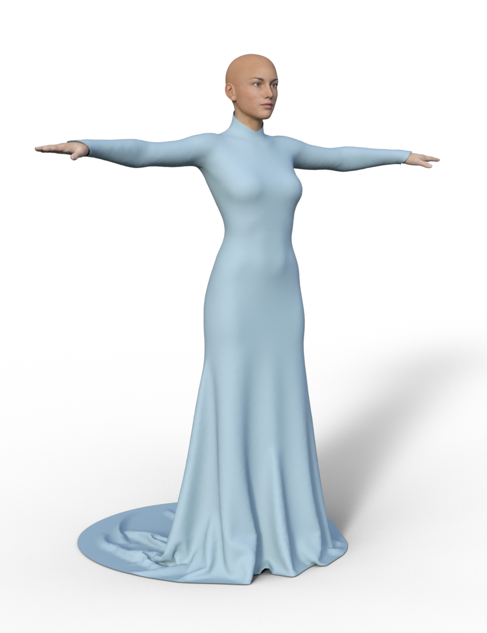G3F and Trumpet Dress in default T-Pose