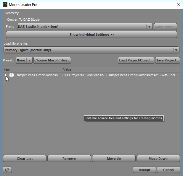 Morph Loader Pro screenshot with one file loaded screenshot
