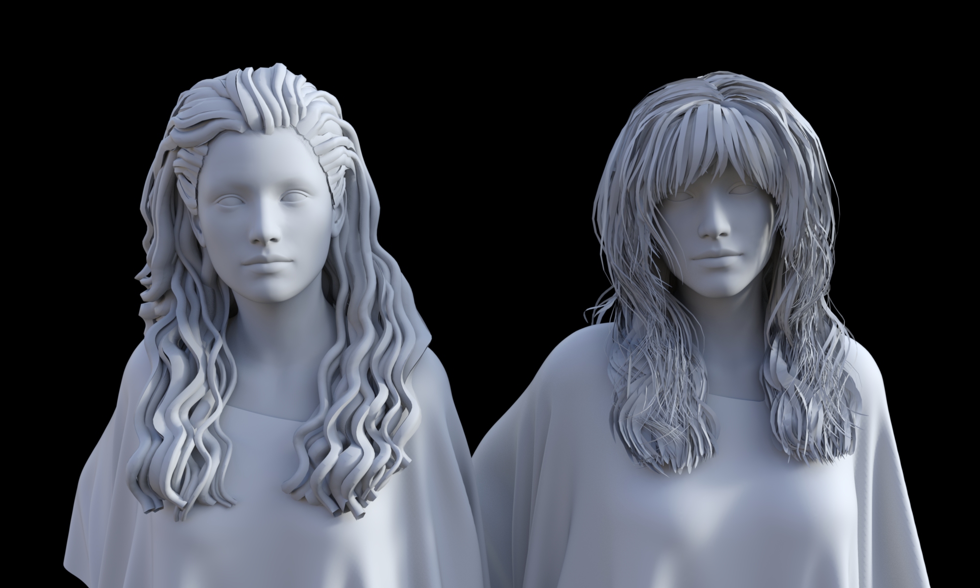 01 Trans-mapped Hair G2 Then And G8 Now Clay Render No Maps