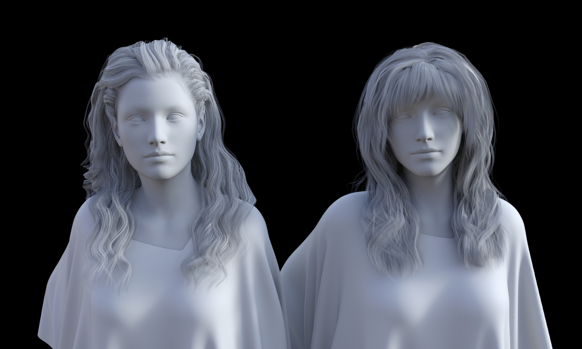 02 Trans-mapped Hair G2 Then And G8 Now Clay Render With Trans-maps