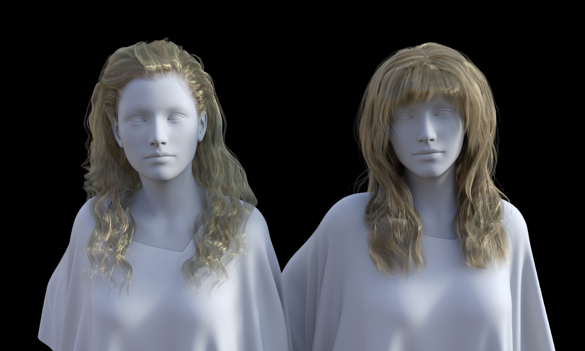 04 Trans-mapped Hair G2 Then And G8 Now Clay Render With 2 Mmx Blonde Full Color Shaders