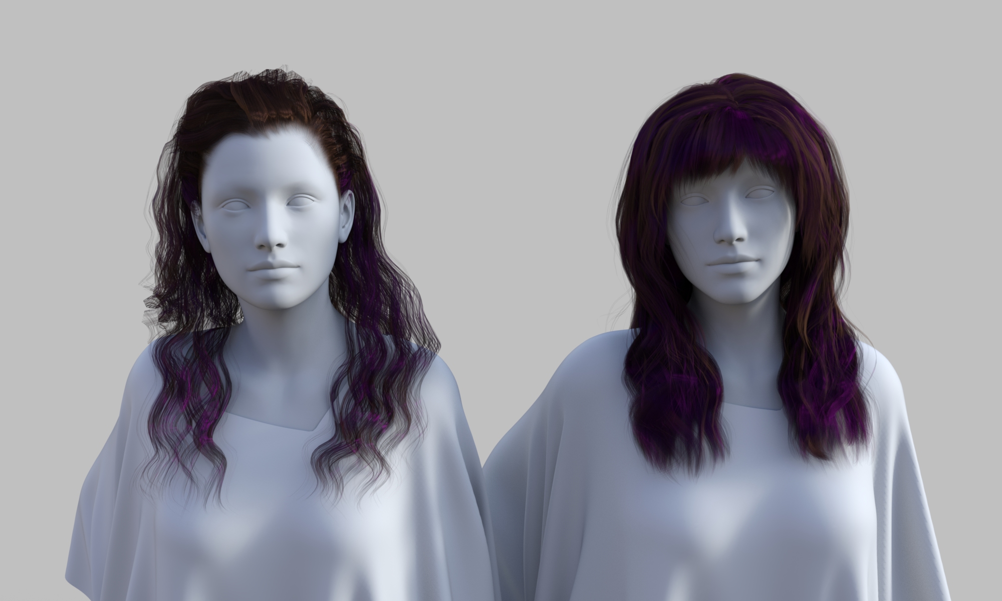 05 Trans-mapped Hair G2 Then And G8 Now Clay Render With Mmx Individual Presets Purple Root Brown Tip