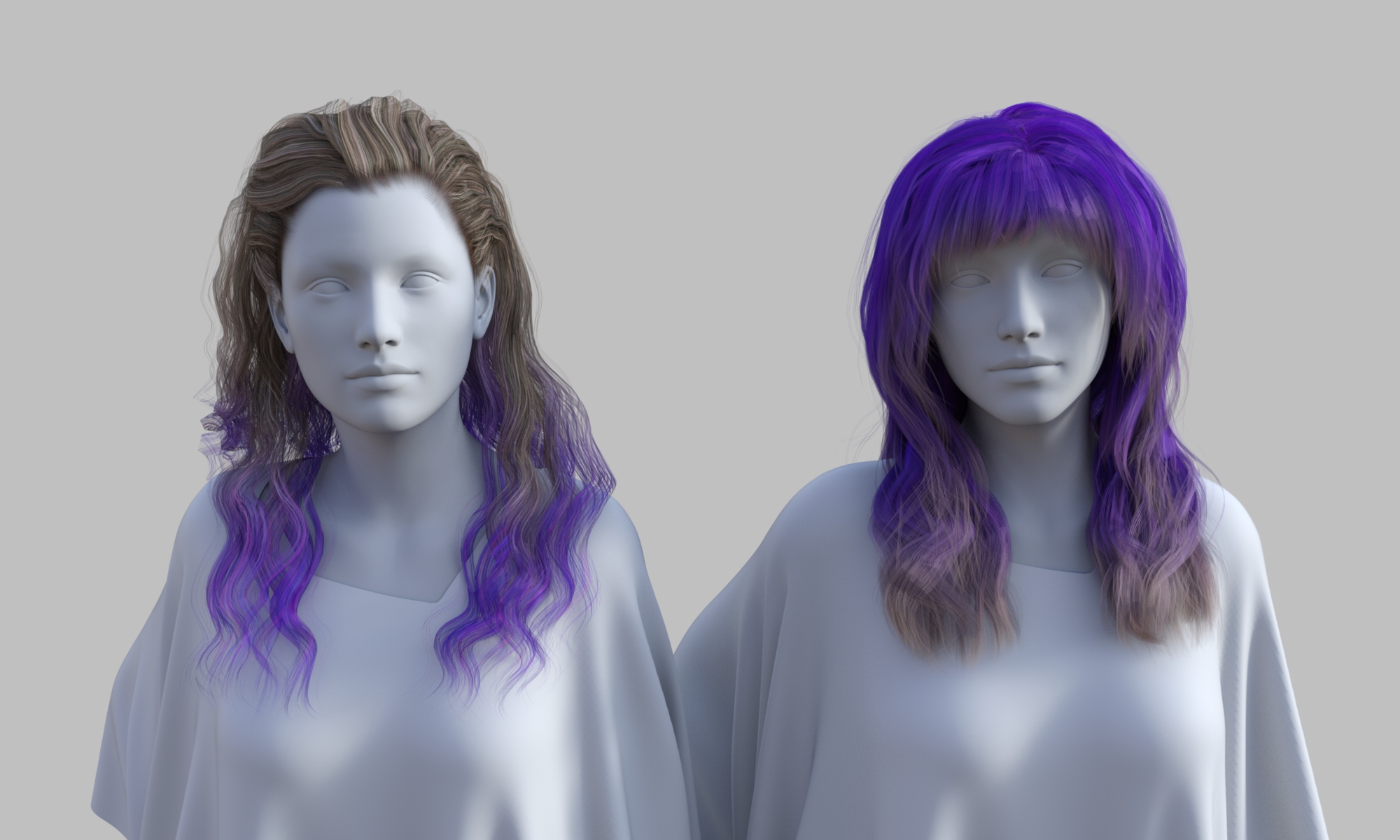 06 Trans-mapped Hair G2 Then And G8 Now Clay Render With Sloshwerks Colorwerksx Blond And Purple