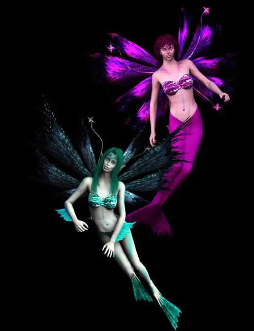 Sea Sirens for Faery Wings Deluxe by: Lisa's Botanicals, 3D Models by Daz 3D