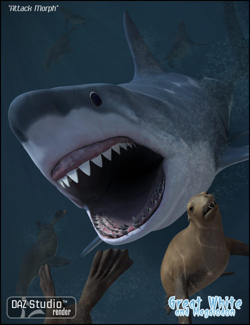 Great White and Megalodon by: Alessandro_AM, 3D Models by Daz 3D