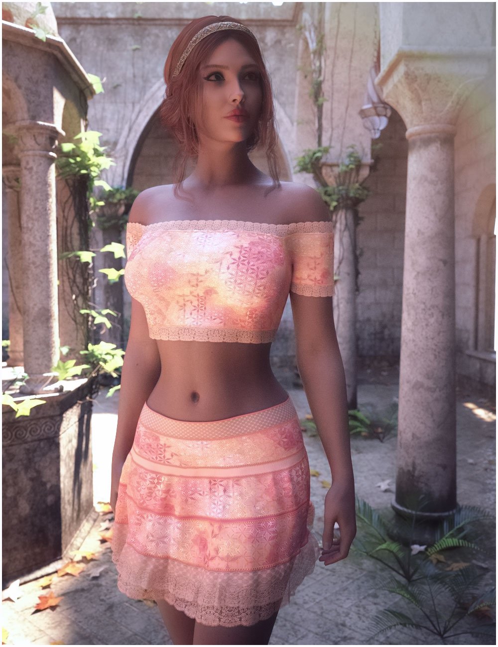 dForce Summer Love Outfit for Genesis 9 by: Belladzines, 3D Models by Daz 3D