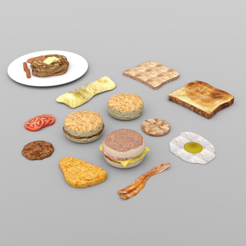 Breakfast Foods - for DAZ Studio by: VanishingPoint, 3D Models by Daz 3D