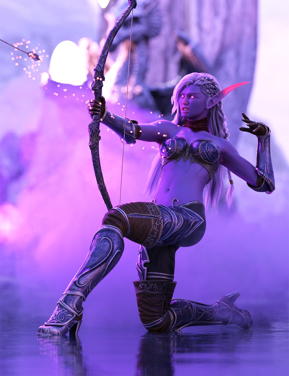 Drow Elf Archer Hierarchical Poses for Lianna 9 by: Ensary, 3D Models by Daz 3D