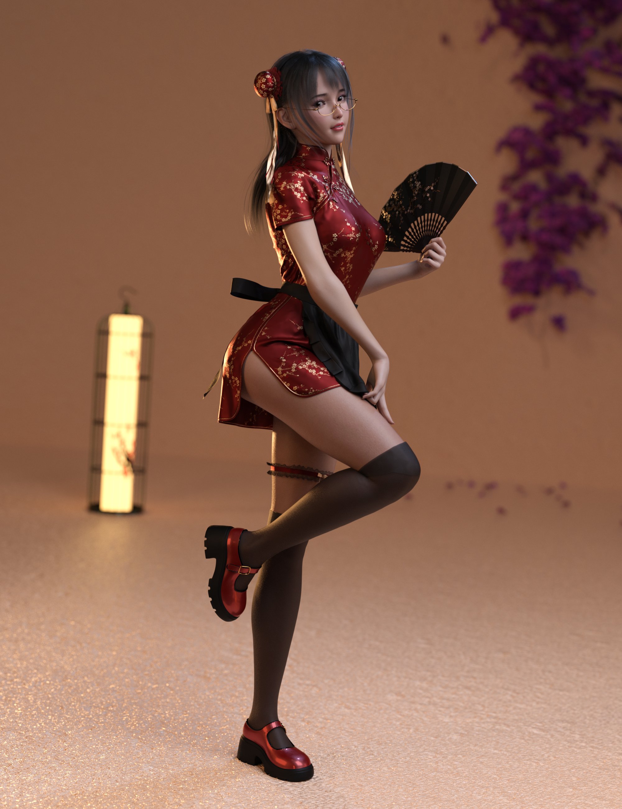 dForce MKTG ZhongHua Dress Outfit for Genesis 9, 8.1 and 8 Female by: MoonK-TG, 3D Models by Daz 3D