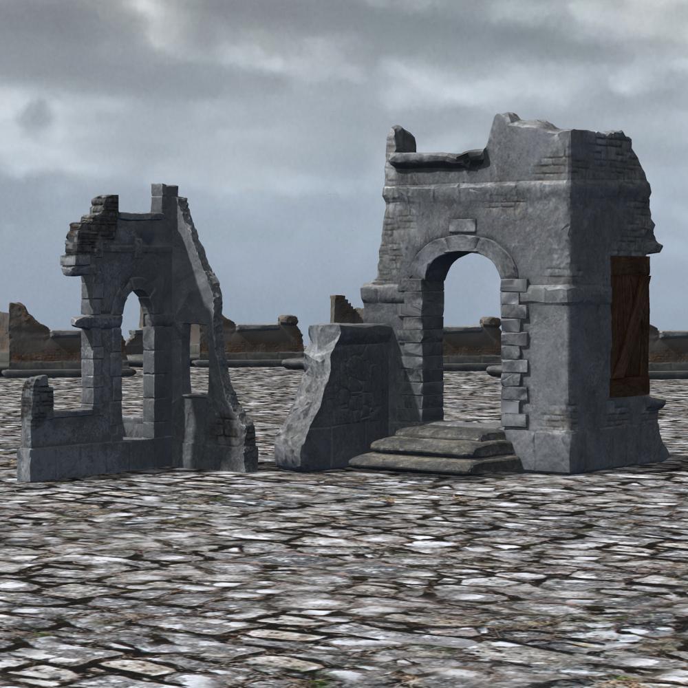 Medieval Ruins Set 1 for Poser by: VanishingPoint, 3D Models by Daz 3D
