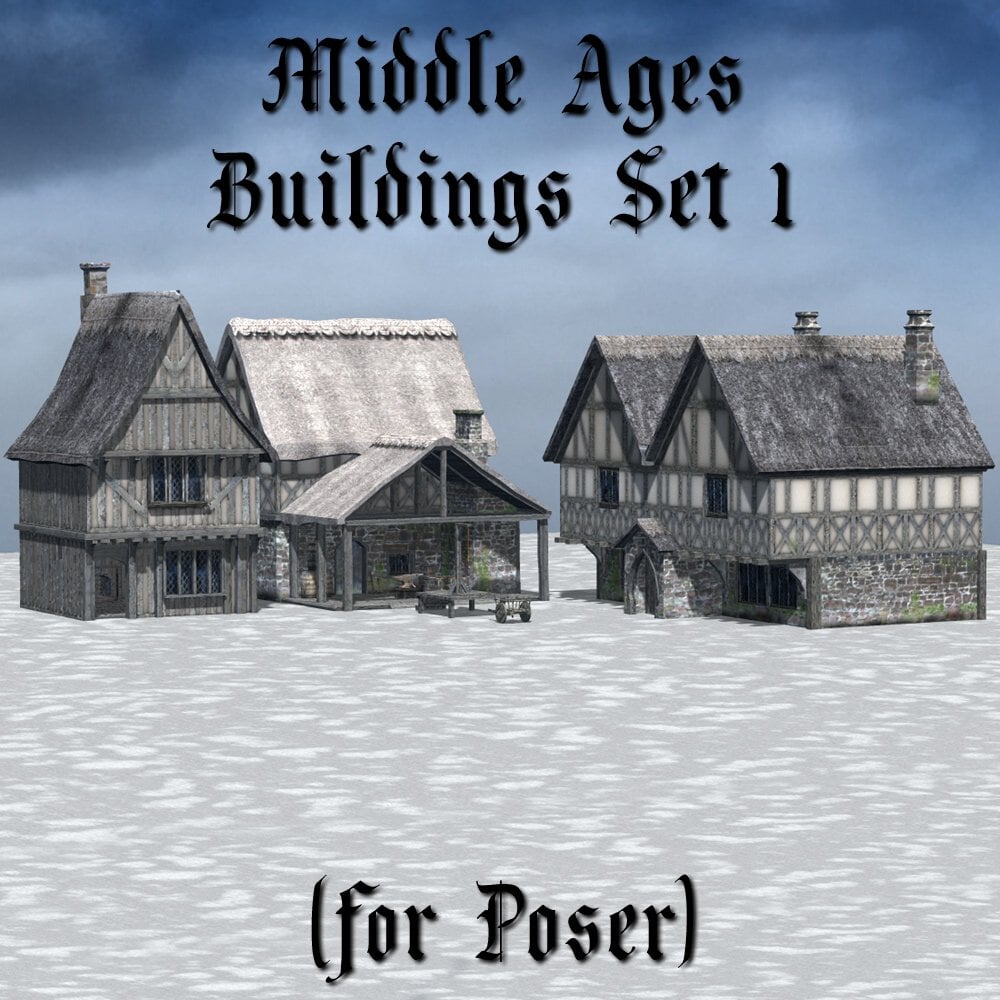 Middle Ages Buildings Set 1 for Poser by: VanishingPoint, 3D Models by Daz 3D