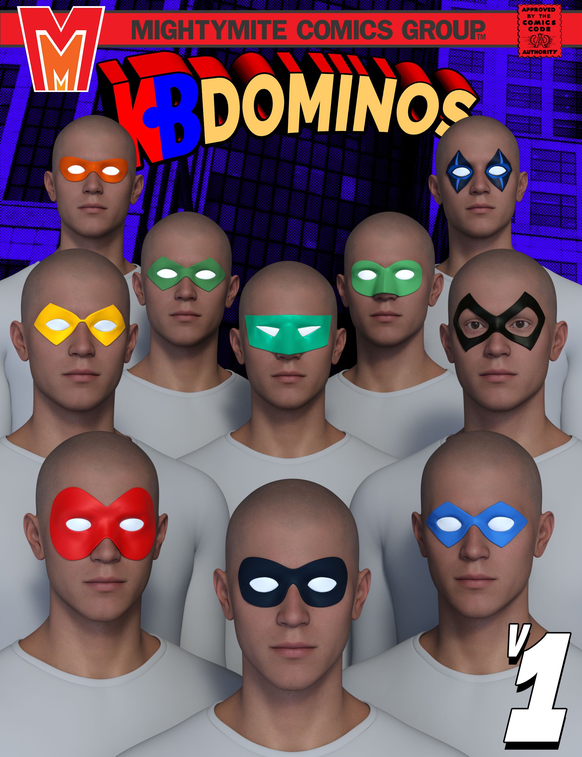 Dominos Masks v001 MMKB Genesis 9 by: MightyMite, 3D Models by Daz 3D