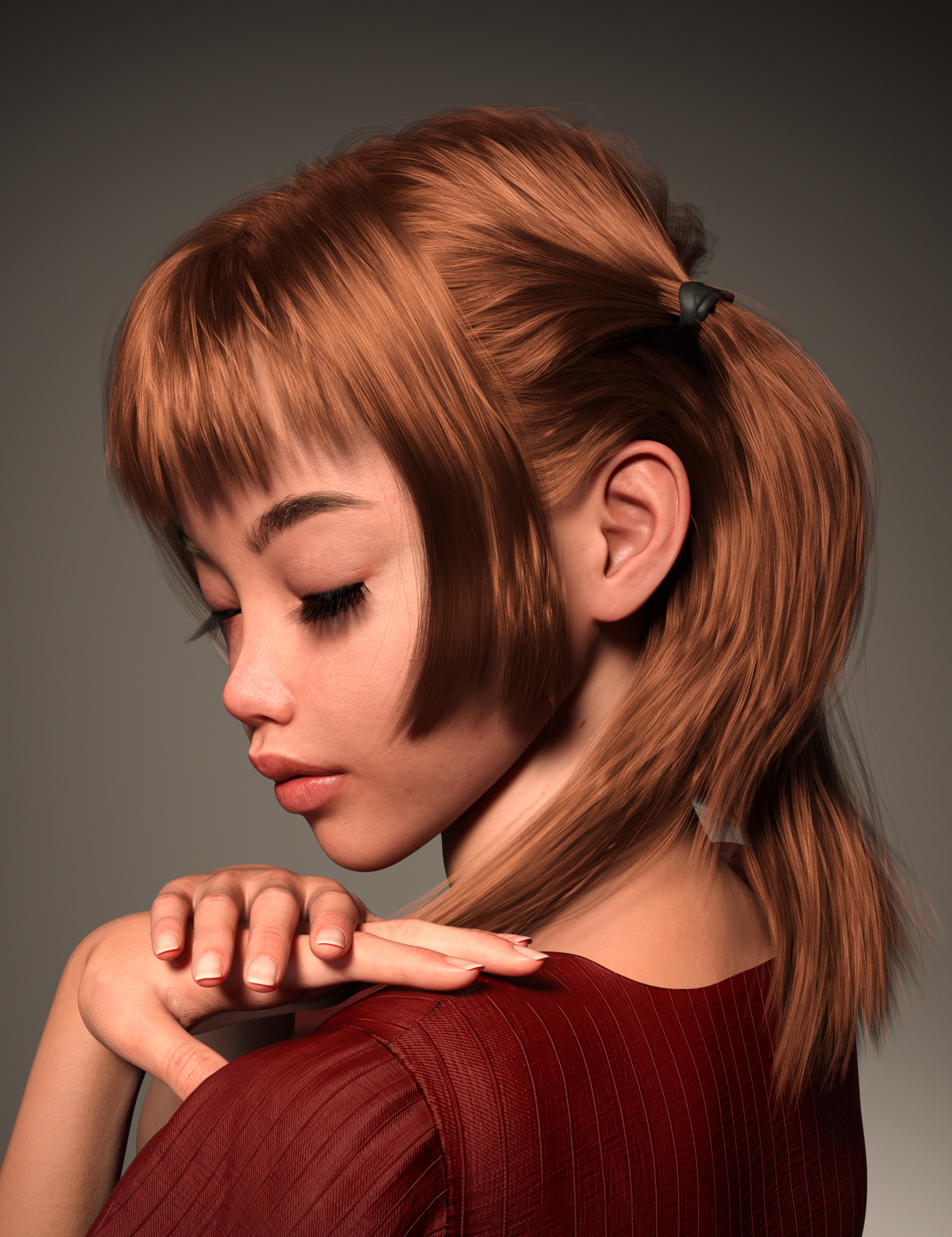FE Small Double Ponytail Hair for Genesis 9 by: FeSoul, 3D Models by Daz 3D