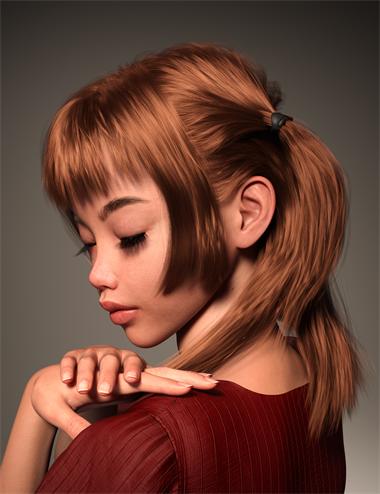 FE Small Double Ponytail Hair for Genesis 9